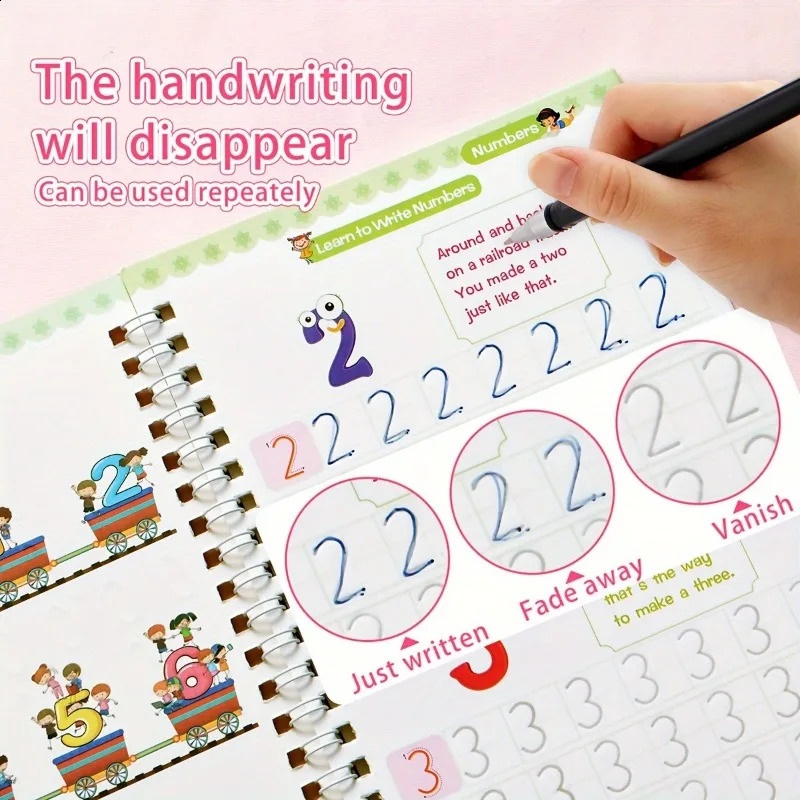 3D Groove Writing Pad Childrens Magic Practice Copybooks Set with Pen Reusable Kids Workbooks for Handwriting 4Pack 250919