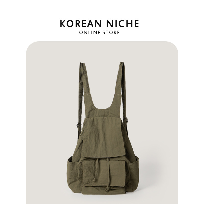 Women's Bag Fashiole Niche Lightweight Nylon Fabric Pleated Multi-Pocket Large Capacity Lazy Style Backpack