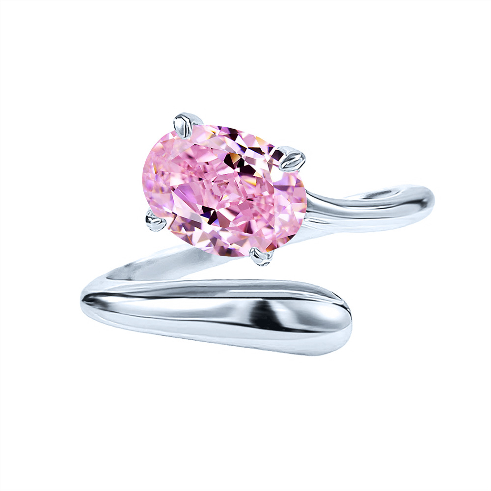 2.8CT Oval Cut Lab Moissanite Diamond Simple Fashion Jewelry Genuine 100% 925 Sterling Silver 18 Gold Aquamarine Gemstones Women Wedding Open Ring Lov