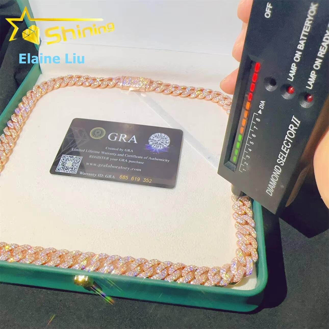 High Quality Hip Hop Iced Out Customized Trend Fine Jewelry Diamond 12MM 925 Sterling Silver Moissanite Miami Cuban Link Chain Necklace