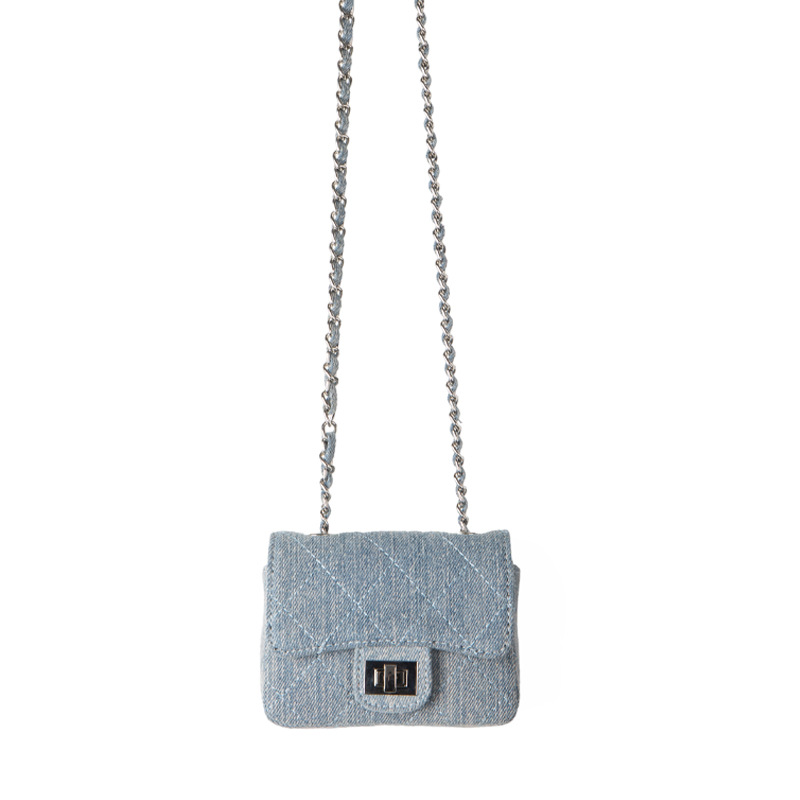 2025 New Style Niche Design Mini Crossbody Small Square Fashionable And Versatile Plaid Denim Chain Bag