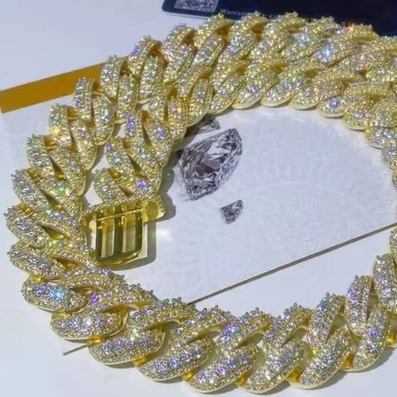 Exclusive Design of 614mm Moissanite for Both Men and Women 18K Gold and Silver Icecooled Bracelet and Necklace Set