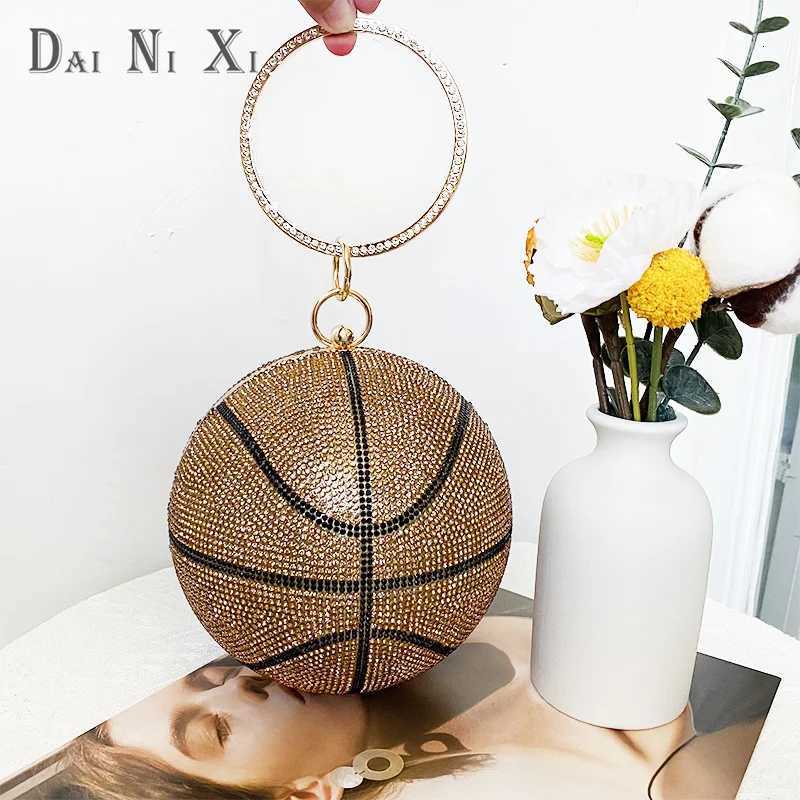 Luxury Designer Trendy Basketball Handbag Crystal Rhinestone Bag Bling Purse Woman Evening Clutch Party PurseW250920