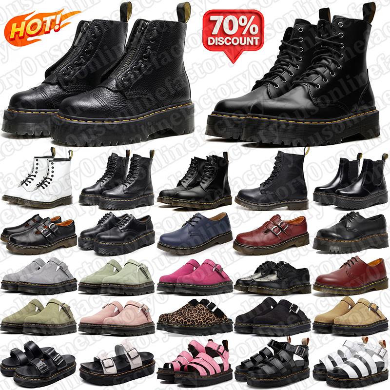 free shipping Designer Chunky Heel boots sandals for men women booties nubuck mules slides black white leather boot mens outdoor sandal shoes