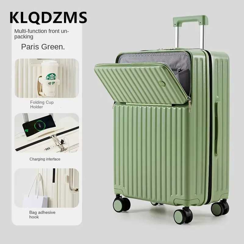 KLQDZMS Mens Suitcase USB Charging Boarding Box 20 Inch Boarding Box 2224 Trolley Case 2628 Womens Carryon Travel Luggage W250920
