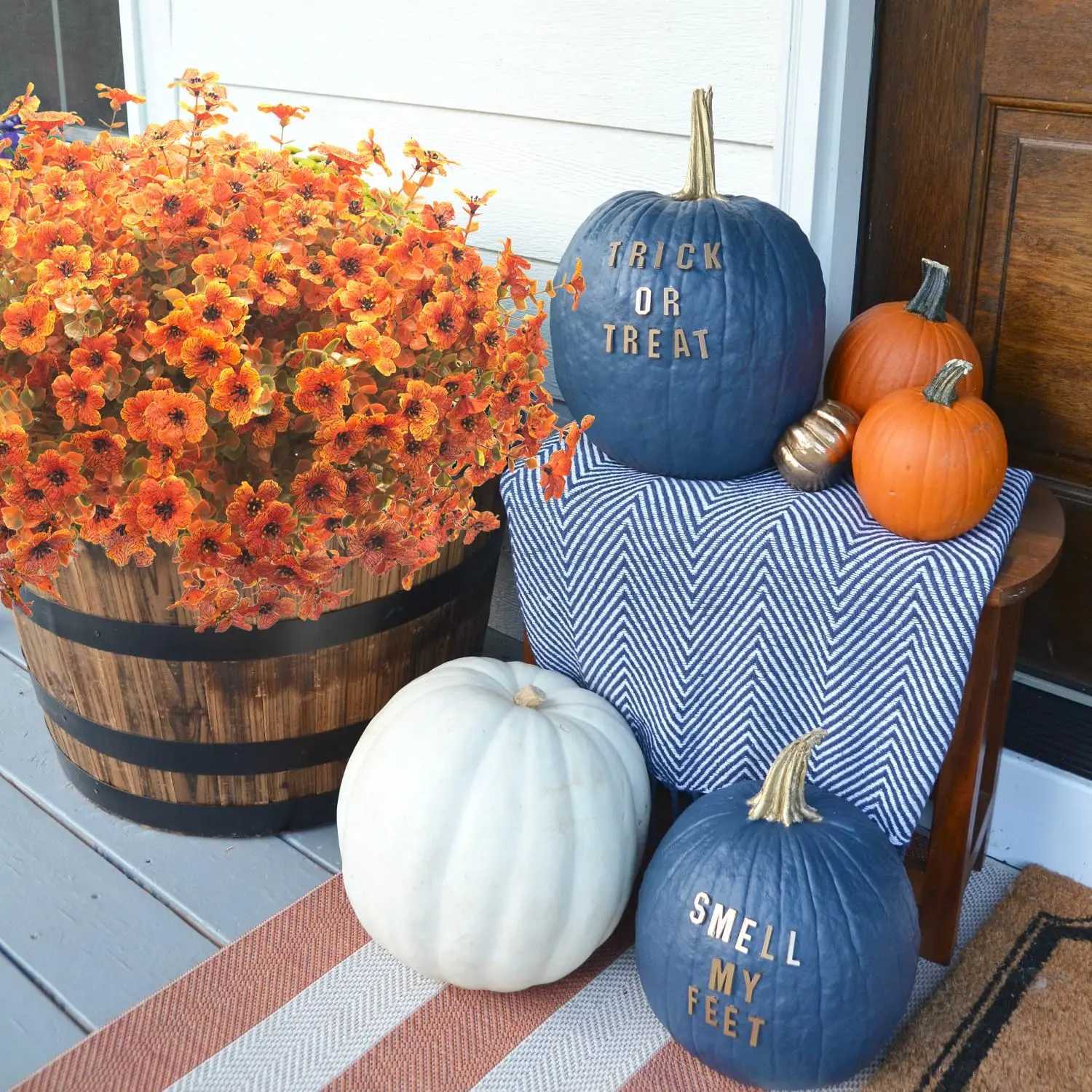 6pcs Artificial Flowers Outdoors Fake Plants UV Resistant Plastic Shrubs Plants Home Fall Front Door Porch Garden Autumn Decor Z250919