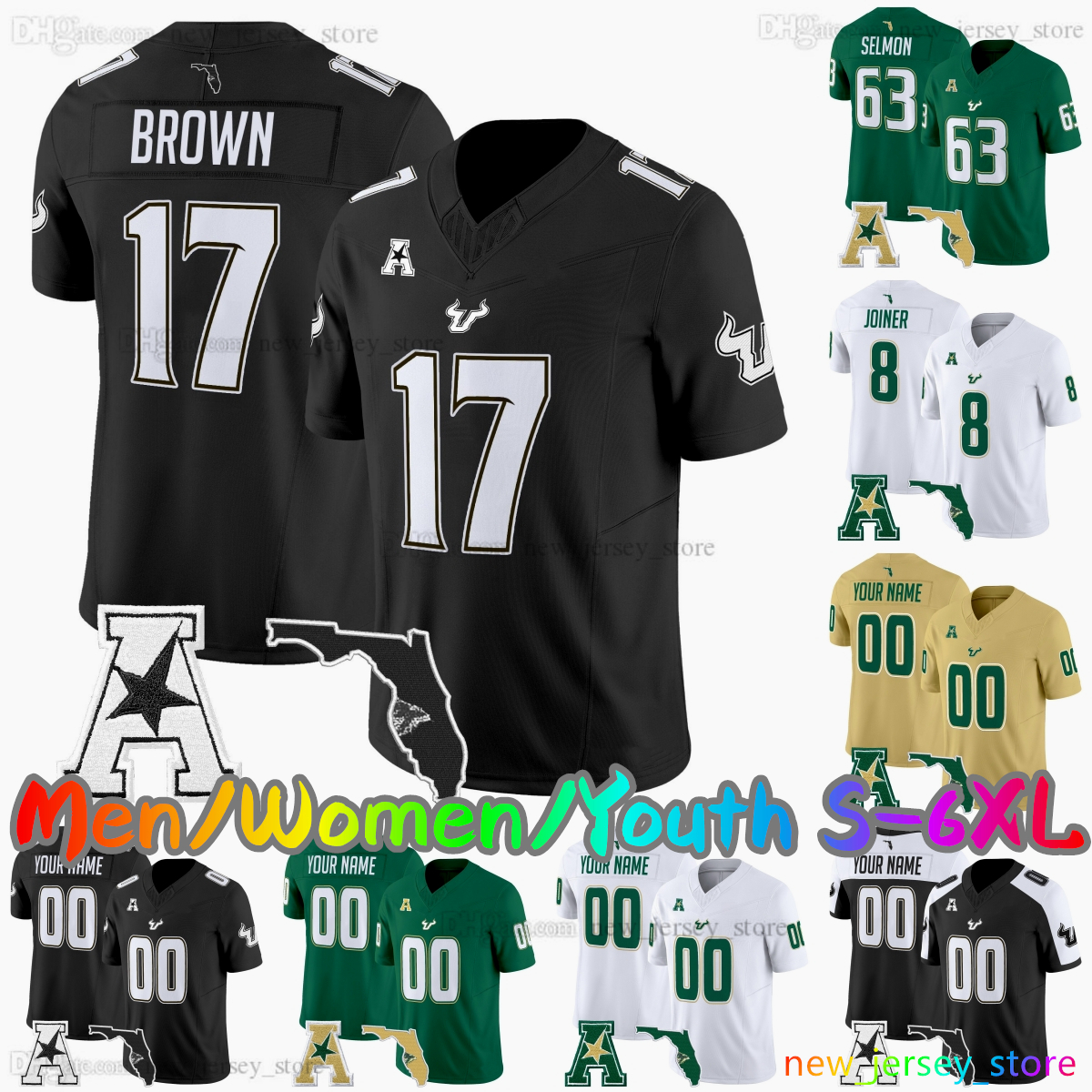 2025 Custom S-6XL College Football Jersey 17 Byrum Brown 2 Chas Nimrod 7 Jhalyn Shuler 9 James Chenault 13 Locklan Hewlett 3 Gaston Moore 10 Alvon Isaac Stitched Jerseys