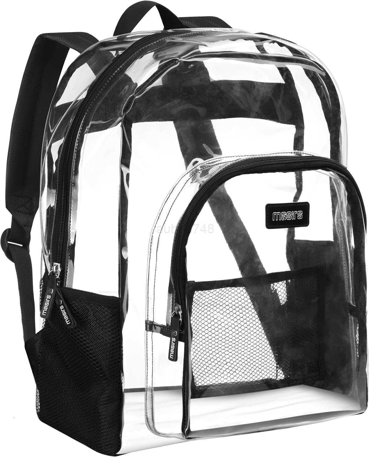 Masirs Heavy Duty Clear Backpack Stadium Approved Transparent Design Quick Access at Security Checkpoints Adjustable Shoulder Straps Dual Zippered Com