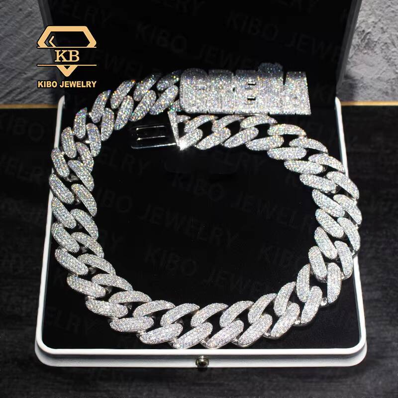 Hiphop Singing New ProduMoissanites Hand Frozen Cuban Chain 28mm Wide Mosanite Full Diamond Cuban Chain Necklace