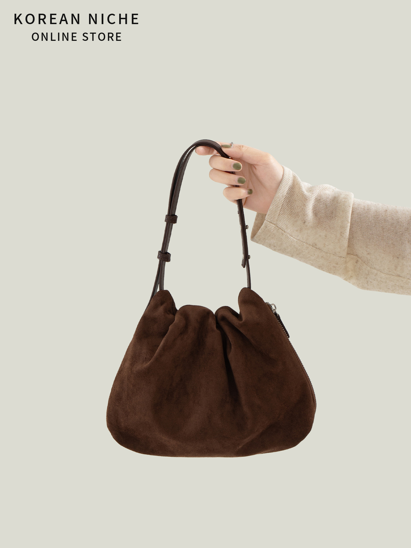 2025 Korean-Style Pleated Design Autumn Winter Suede Underarm For Women New Retro Versatile Fashion Handbag And Shoulder Bag