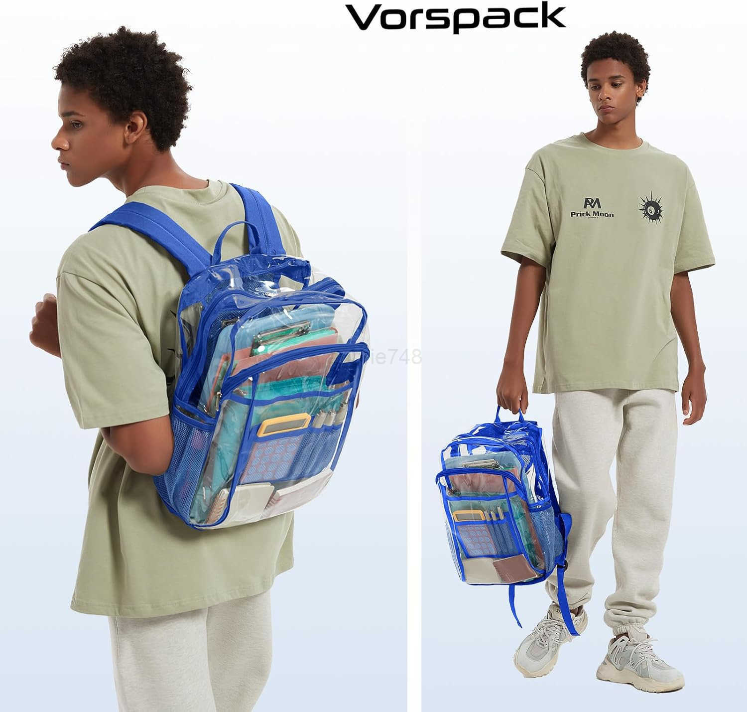 Vorspack Clear Backpack Heavy Duty Clear Book Bag with Multipockets Large See Through Backpack for College Workplace BlackZ250920
