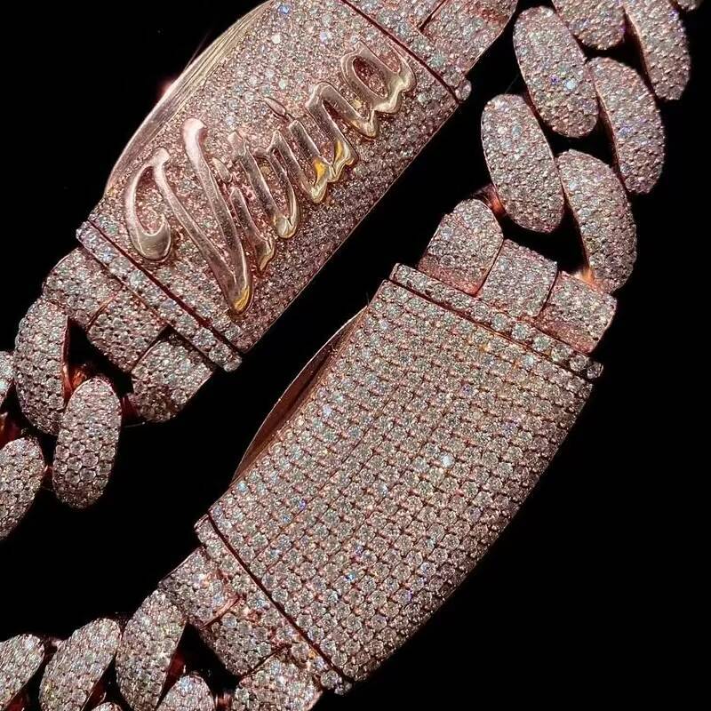 High Quality Customized Trend VVS Moissanite Diamond Cuban Bracelet Chain Hip Hop Style Iced Cuban Necklace Mens and Womens Jewelry