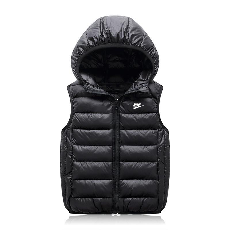 Kids Puffy Jacket Vest Hooded Baby Down Coat Letter Toddler Baby Boys Childrens Clothing Sleeveless Coat