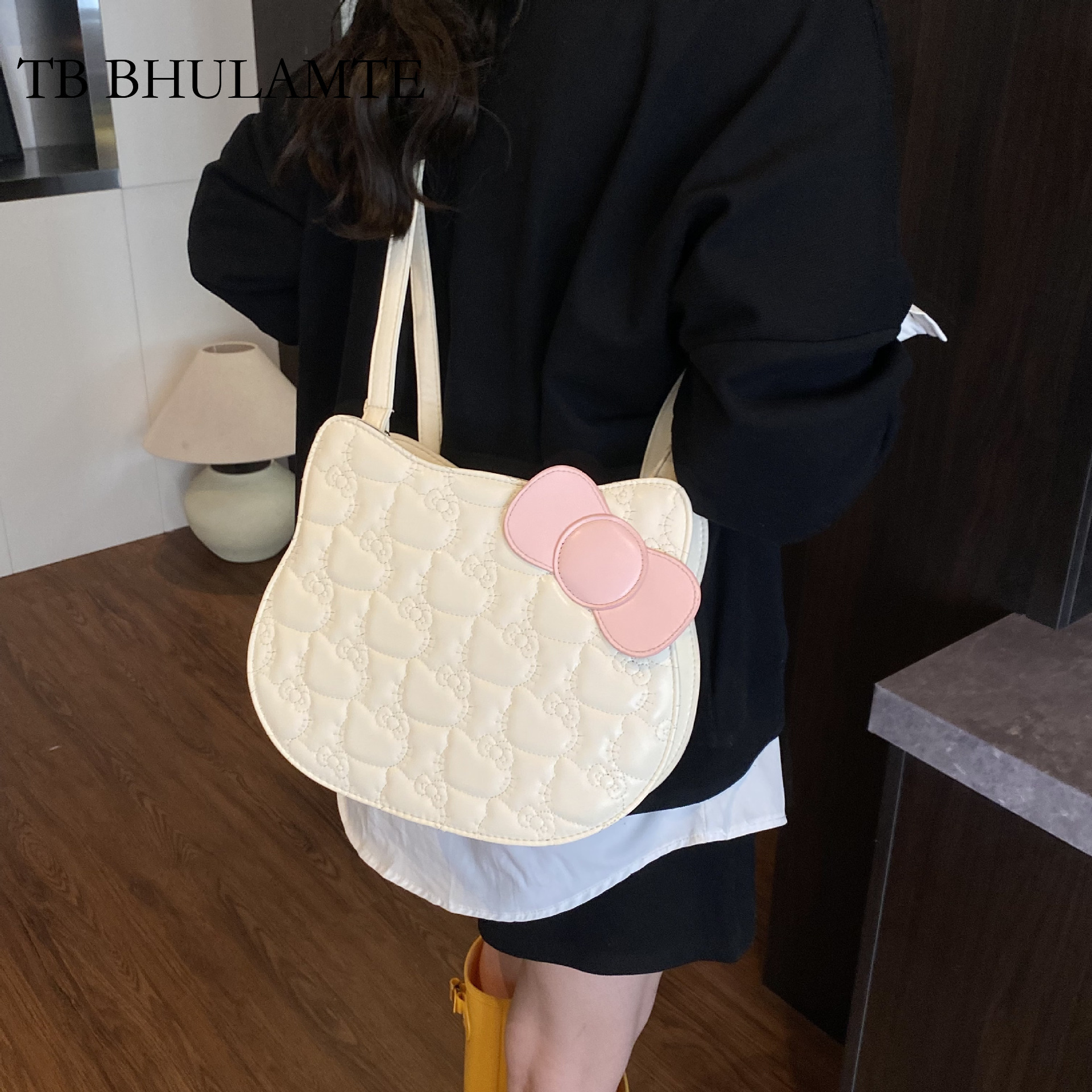 TB BHULAMTE Cute Bow Tie Embossed Women's Backpack Designer Luxurious Diamond Grid Single Shoulder Crossbody Bag Fashion New Cute Student Bag Tra