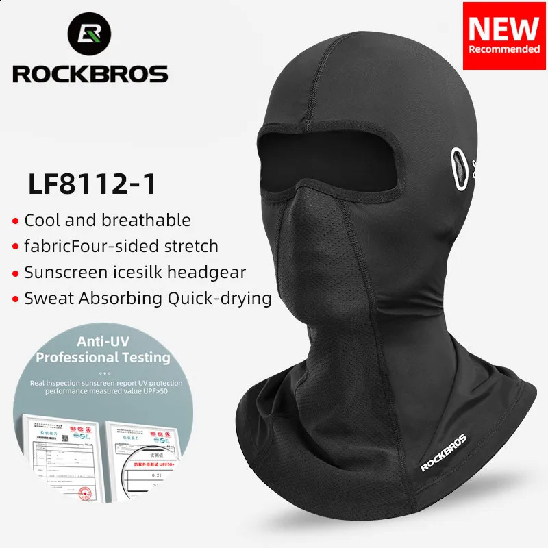 ROCKBROS Summer Cycling Face Mask Ice Silk Sun Protection Balaclava Breathable Quick Dry Mask Outdoor Sports Cycling Head Gear 250920