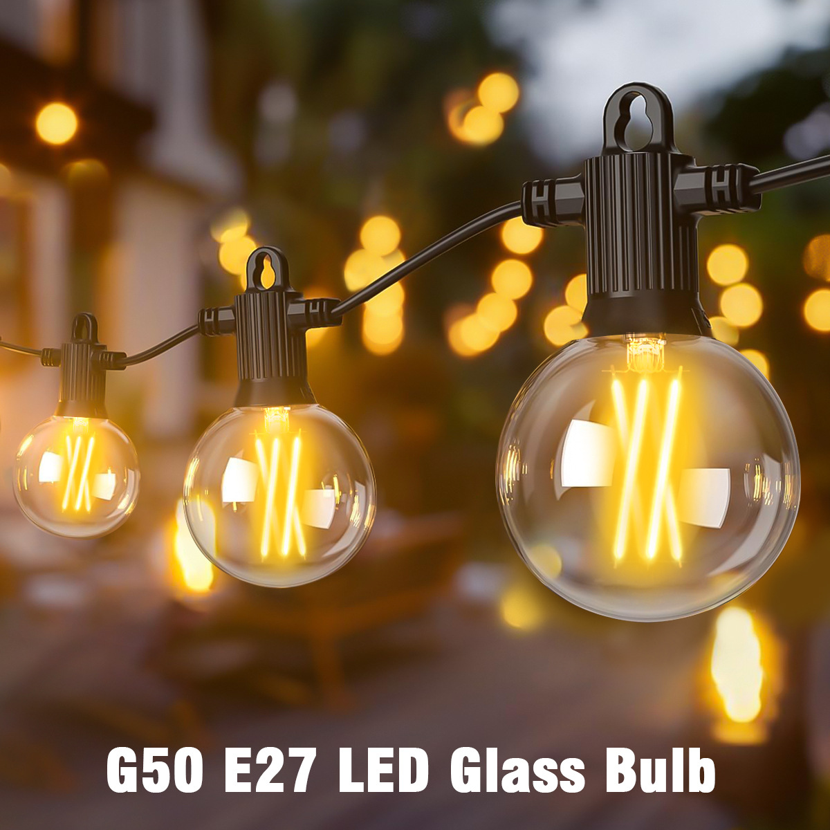 G50 E27 LED Glass Bulb 6W Dimmable, 400LM Warm White 2700K Vintage Edison Bulbs, Shatterproof Filament Lighting for Home Decor, 6-Pack-HCP308