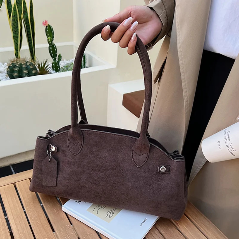 Matte Suede Leather Handbag Fashion Multicolor Boston Shoulder Bag Large Capacity Simple n Bowling Womens 250920