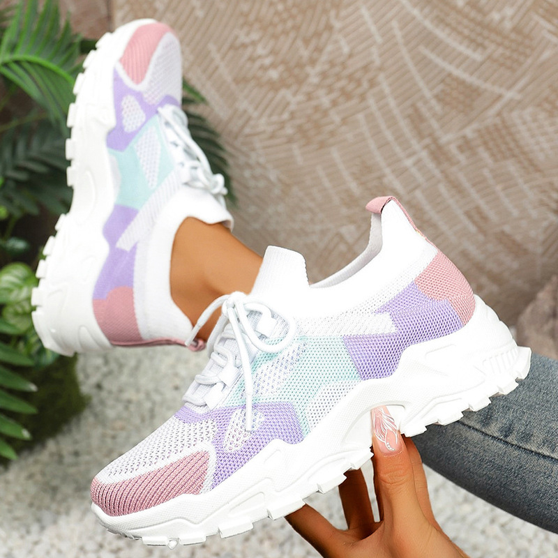 Casual Ultra-light Women's Dad Flyknit Mesh Shoes Summer Sneakers Breathable Lightweight