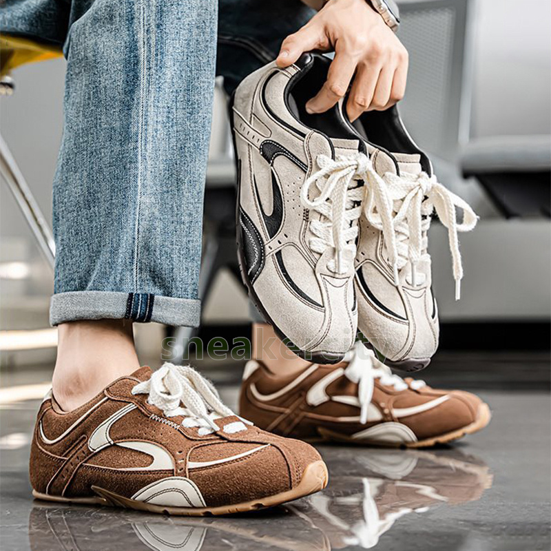 designer shoes sneakers casual retro brown mens trainers versatile stylish comfort daily durable racing suede mens shoes size 39-44