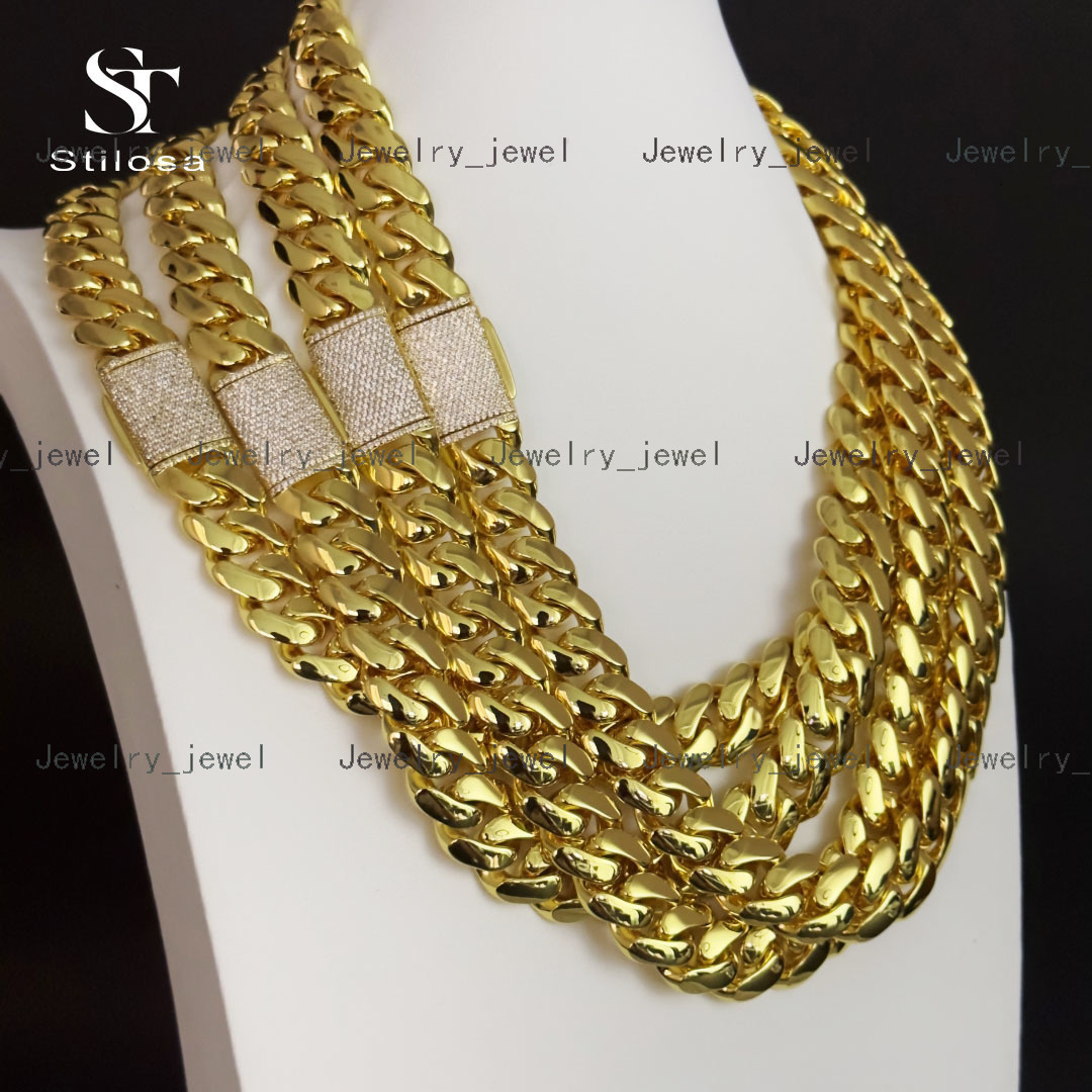 Custom Size Necklace HipHop Jewelry Link Chain Brass Plating 18k Gold Miami Cuban Chain