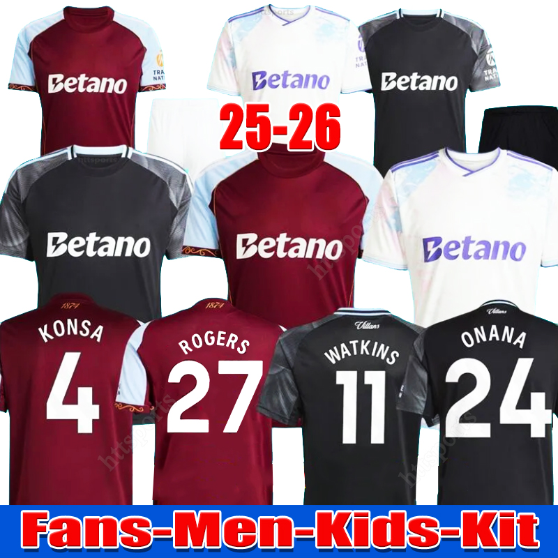 25 26 Aston S-4XL villa WATKINS BAILEY MALEN soccer jersey home away third GK McGINN ONANA KONSA MARTINEZ Men kids kit football shirt set Mens top TIELEMANS rogers