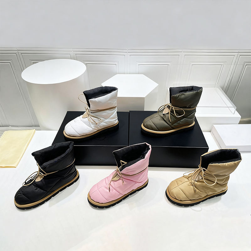 Designer Boots Women Duck Down Pillow Flat Ankle Boots Waterproof Nylon Booties Lightweight Comfort Winter Snow Boot Shoes 265