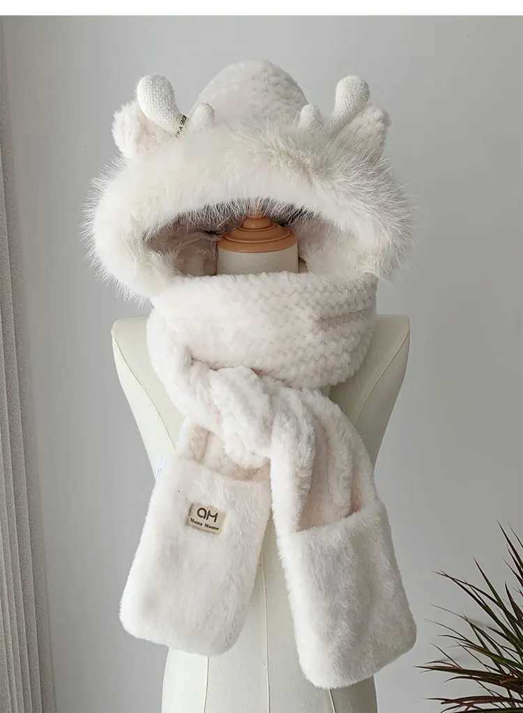 Fashion Elk Antlers P Hat Scarf Gs Wens Winter Ear Protector Thicke Lei Feng Hat Cycling Ski C Wind Proof Y250920