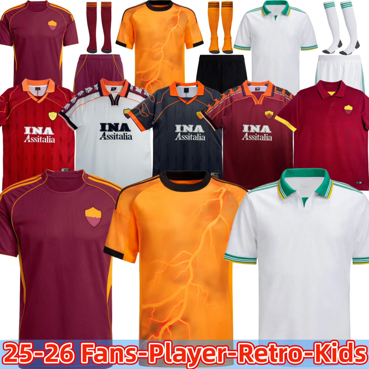 25 26 Rome DOVBYK soccer jerseys 25 26 KONE NDICKA DYBALA EL SHAARAWY PELLEGRIN CRISTANTE HERMOSO MANCINI SOULE SHOMURODOV men kids Kits socks set 3XL 4XL