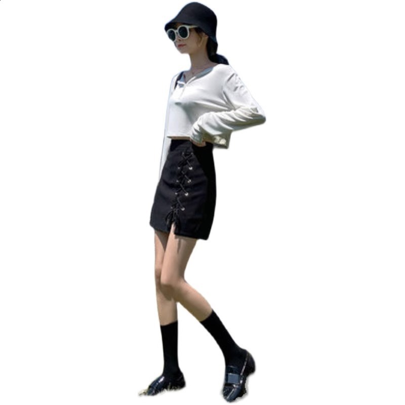 Short Skirt for Women Summer High Waist ALine Slimming Half Skirt 2024 Spring New Fashion Black Bodycon Student Mini Skirt 210619