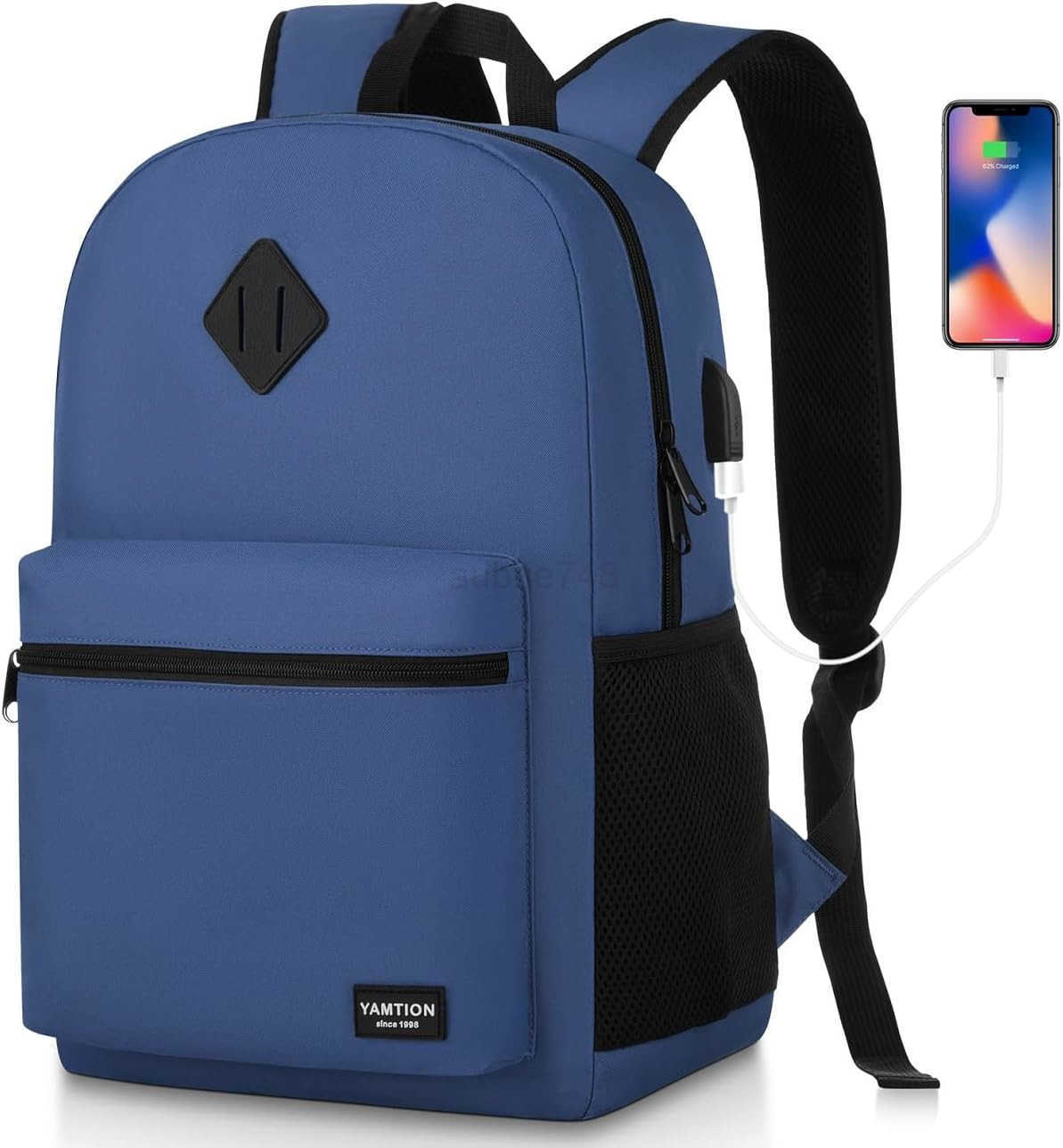 Black Backpack for Women MenCasual School Backpack Teen Boys and Girls 156 Inch Laptop Bookbag with USB Charger for College High School Travel Busines