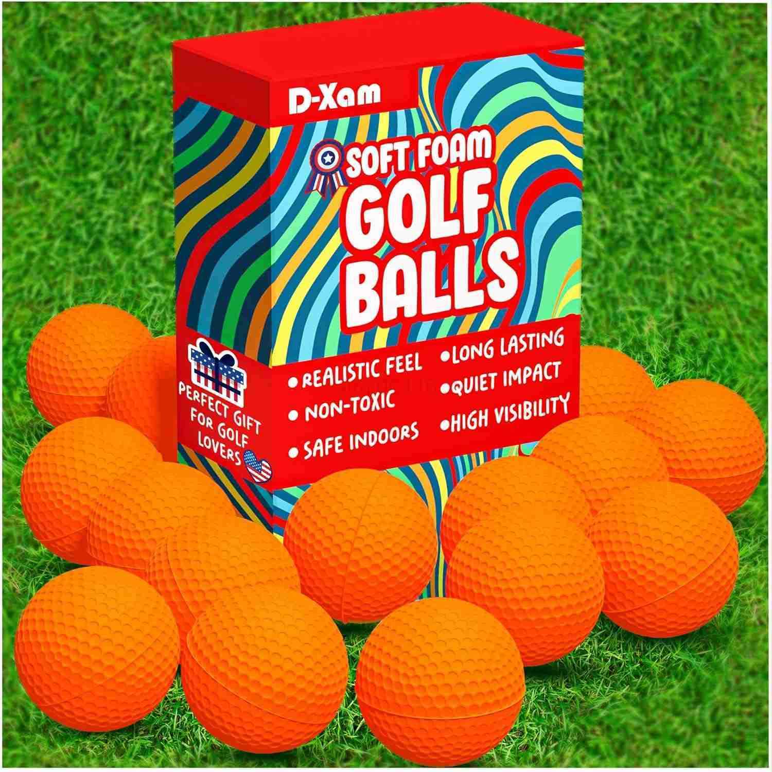 Foam Golf Balls Bulk Practice Golf Ball Multicolor or Orange or White Soft Long Lasting Realistic Feel Limited Flight Use Indoors Outdoors Backyard Tr