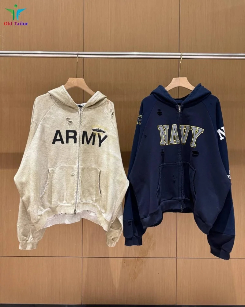 Grailz Project gr Heavyweight 11 Patchwork Retro Distressed TieDye Hoodie Sweatshirt Zipper Cardigan Mens Womens Outerwear 250919