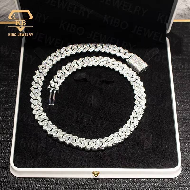 14MM 925 Vvs Moissanite Hip Hop Iced Out Diamond Thick Necklace Cuban Link Chain