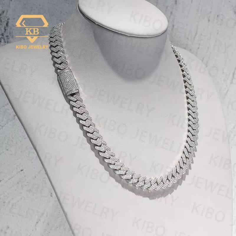 Hip Hop Diamond Chains Necklace Mossanite S925 Silver Iced Out VVS LAB Moissanite Cuban Link Chain