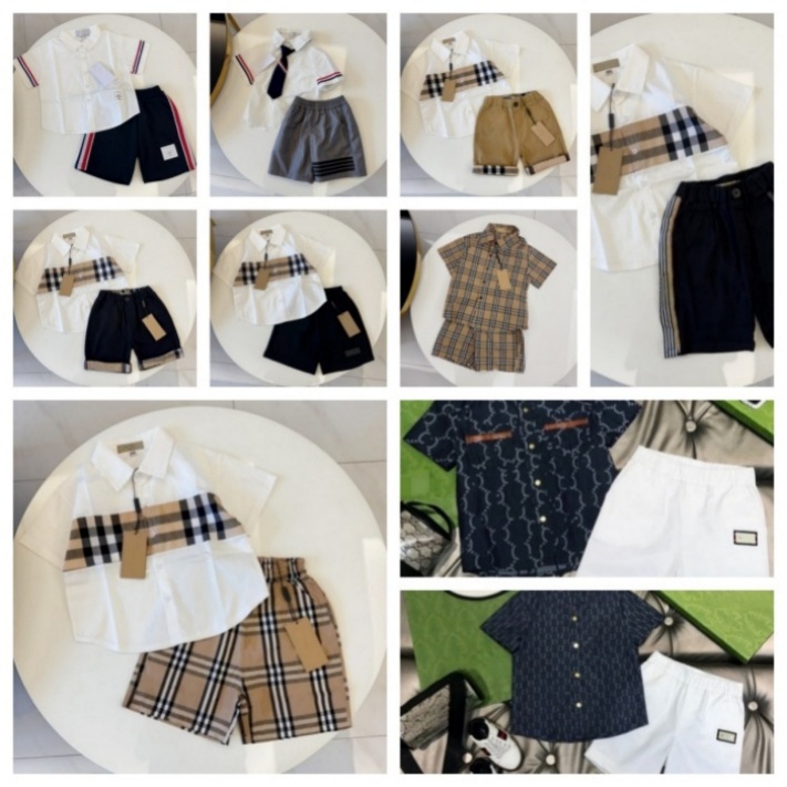 Designer baby-style two-piece shirt set Suitable for children's designer shirts Short-sleeved children's cardigan Girl Boy Made of cotton size 90cm-150cm a53