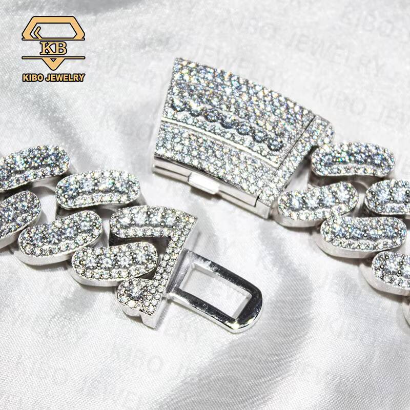 Hip Hop Mens 925 Sterling Silver VVS Iced out Miami Cuban Link 22mm Big Cuban Chain Moissanite Necklace Jewelry
