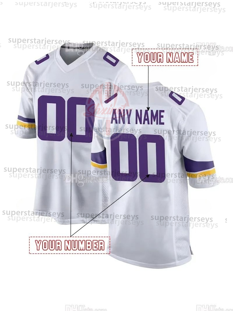 Factory Outlet Custom Football Jersey Jefferson McCarthy Moss Addison Hockenson Smith Men Women Youth Embroidered Design Polyester