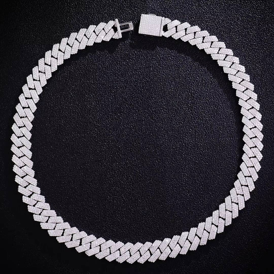 S925 Sterling Silver 15MM Iced Hip Hop VVS Moissanite Cuban Link Bracelet Shining Jewelry for Party Passes Diamond Tester Gift