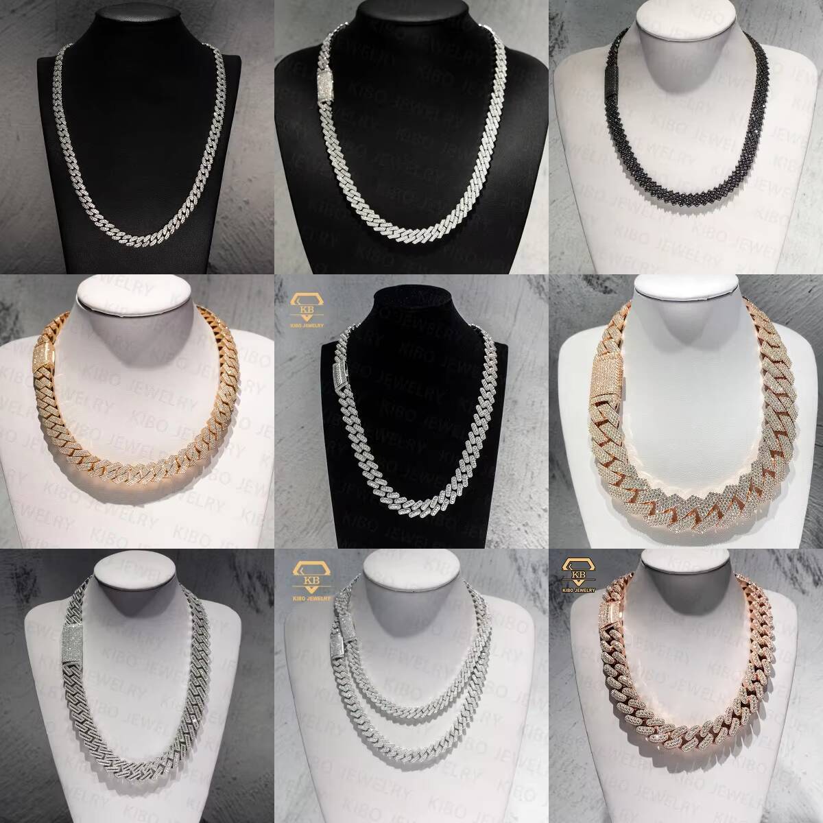 Customized Trend Clasp 925 Silver Sterling Iced Out Luxury Hiphop Moissanite Cuban Vvs Moissanite Chain