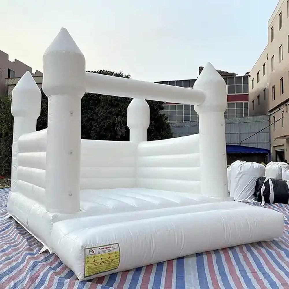 Modern kids adult inflatable white bounce house Commercial grade PVC bouncy castle CE wedding bouncer with sun protection cover for sale