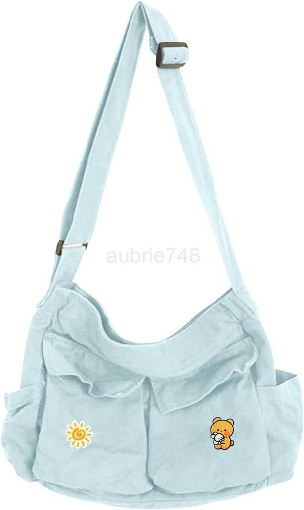 Canvas Messenger Bag Large Hobo Crossbody Bags with Multiple PocketsSchool Vintage Shoulder Laptop Bag for Women and MenZ250920