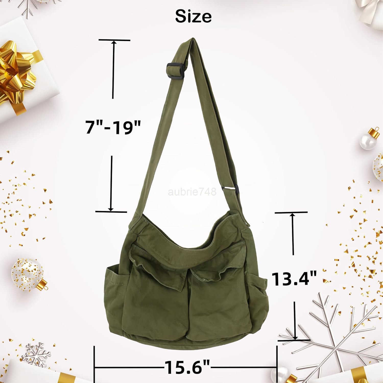 LauthenS Grunge Bag Canvas Hobo Crossbody Shoulder Tote Bag for Women and Men Large Messenger Bag with Multiple PocketsZ250920