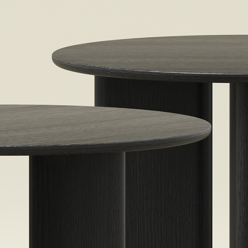 Living Room Furniture Stylish Pair of Grayish - black Molecular - inspired Coffee End Tables, Upgrade Your Living Space