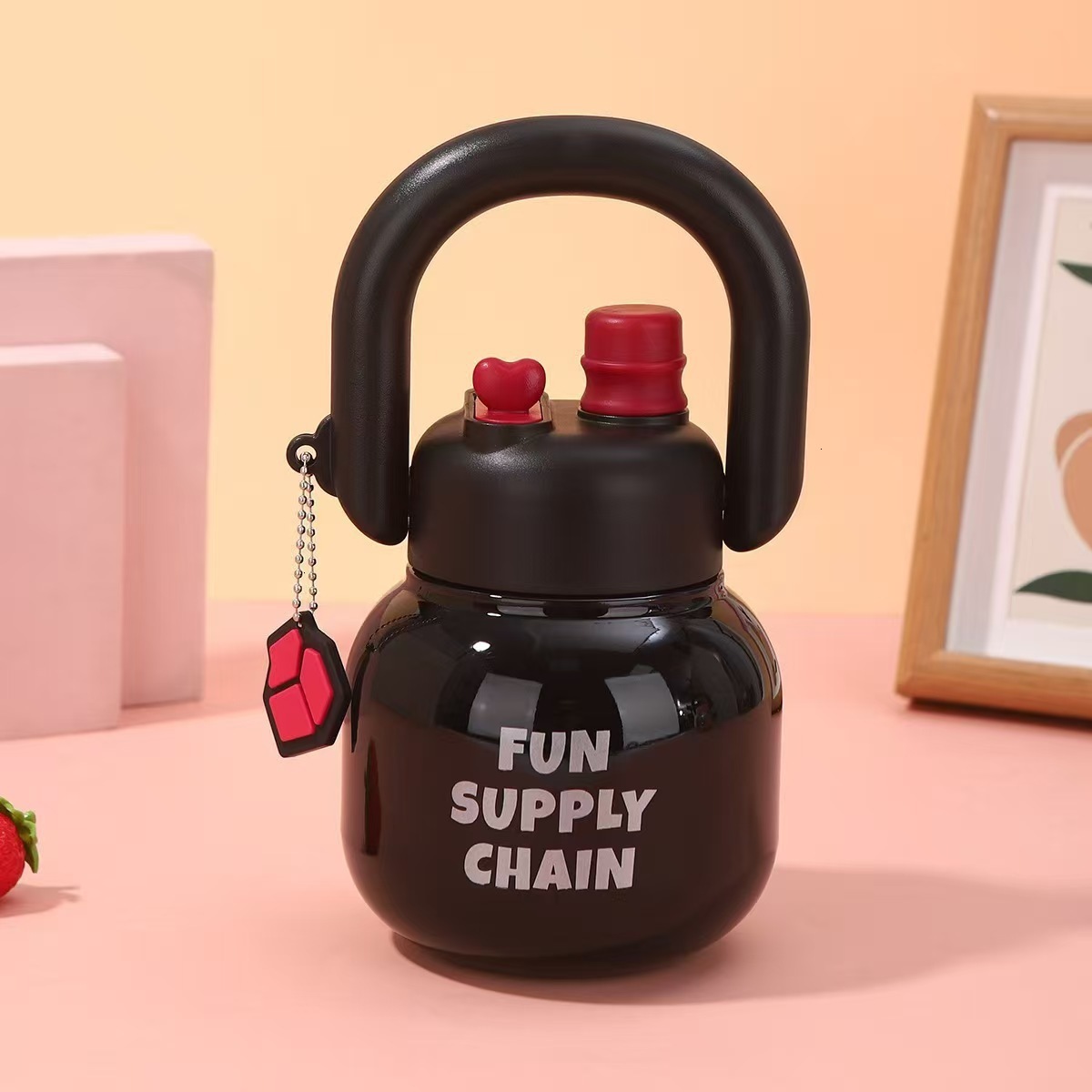 316 Stainless Steel Tote Bottle Large Capacity Cartoon Double-layer Vacuum Insulated Portable Tea Storage Straw Cup