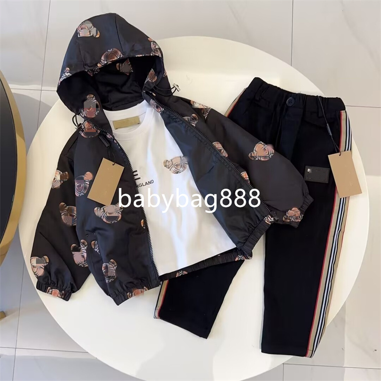 Designer kids clothing fashion brand children's hooded jacket coat set of 3 pieces fall/winter windproof and warm children's clothing Sets size 90-160CM AA5