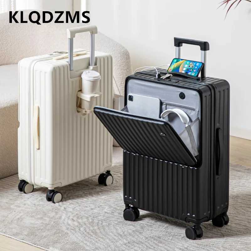 KLQDZMS Mens Suitcase USB Charging Boarding Box 20 Inch Boarding Box 2224 Trolley Case 2628 Womens Carryon Travel Luggage W250920