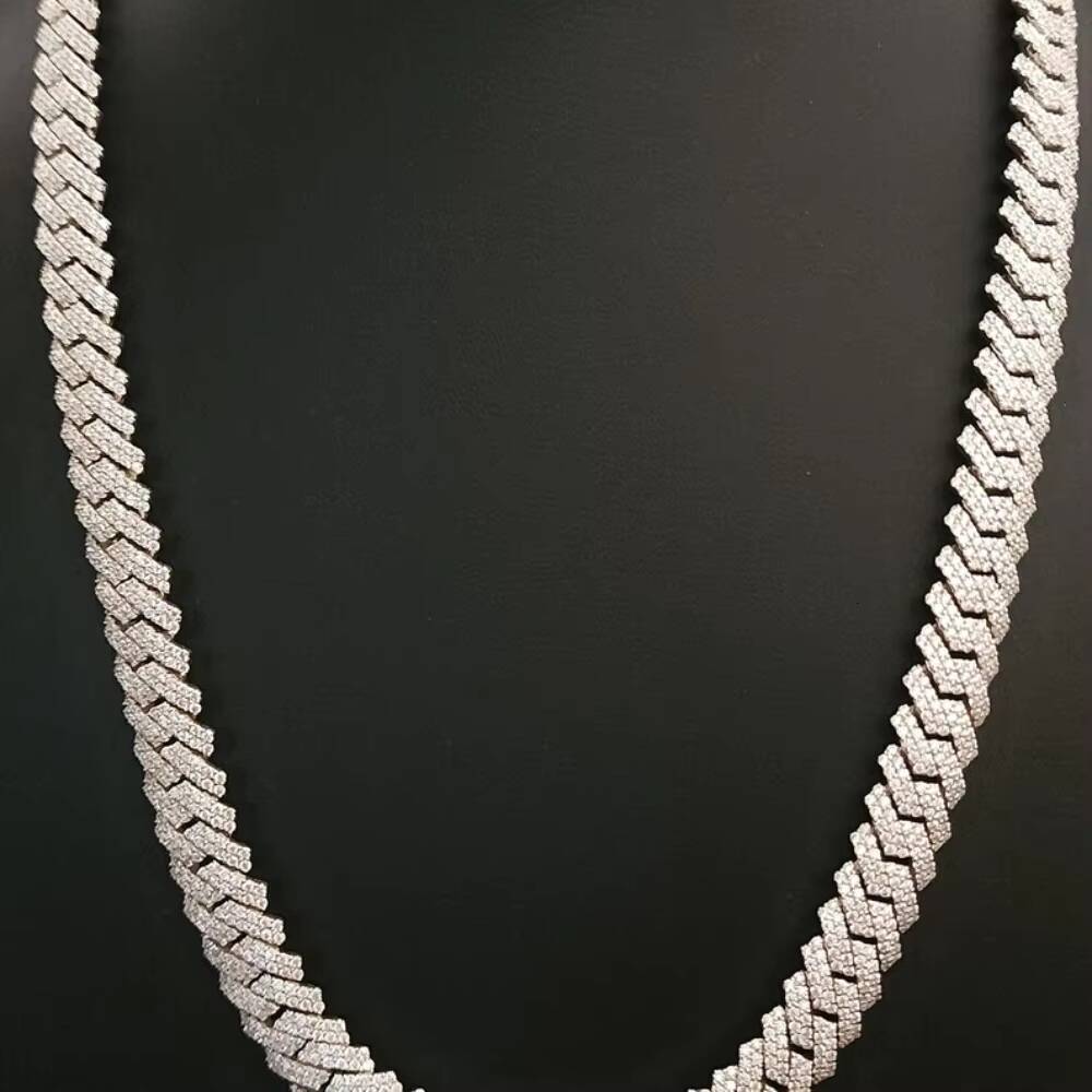 10mm Customized Trendizable Iced Out Moissanite Diamond Cuban Link Chain 925 Sterling Silver Hiphop Moissanite Cuban Chain