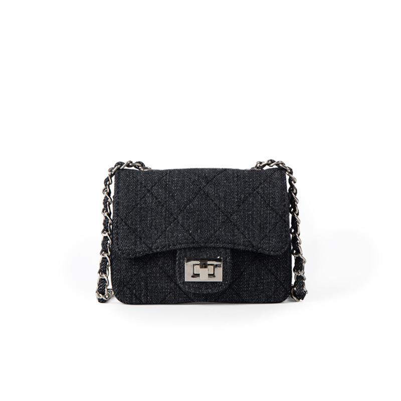2025 New Style Niche Design Mini Crossbody Small Square Fashionable And Versatile Plaid Denim Chain Bag