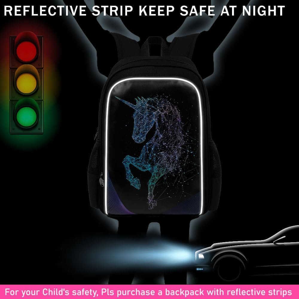 3PCS Unicorn Backpack 17 girls Bookbag with Lunch Box Water Resistant Middle Elementary School Bag for PrechoolZ250920