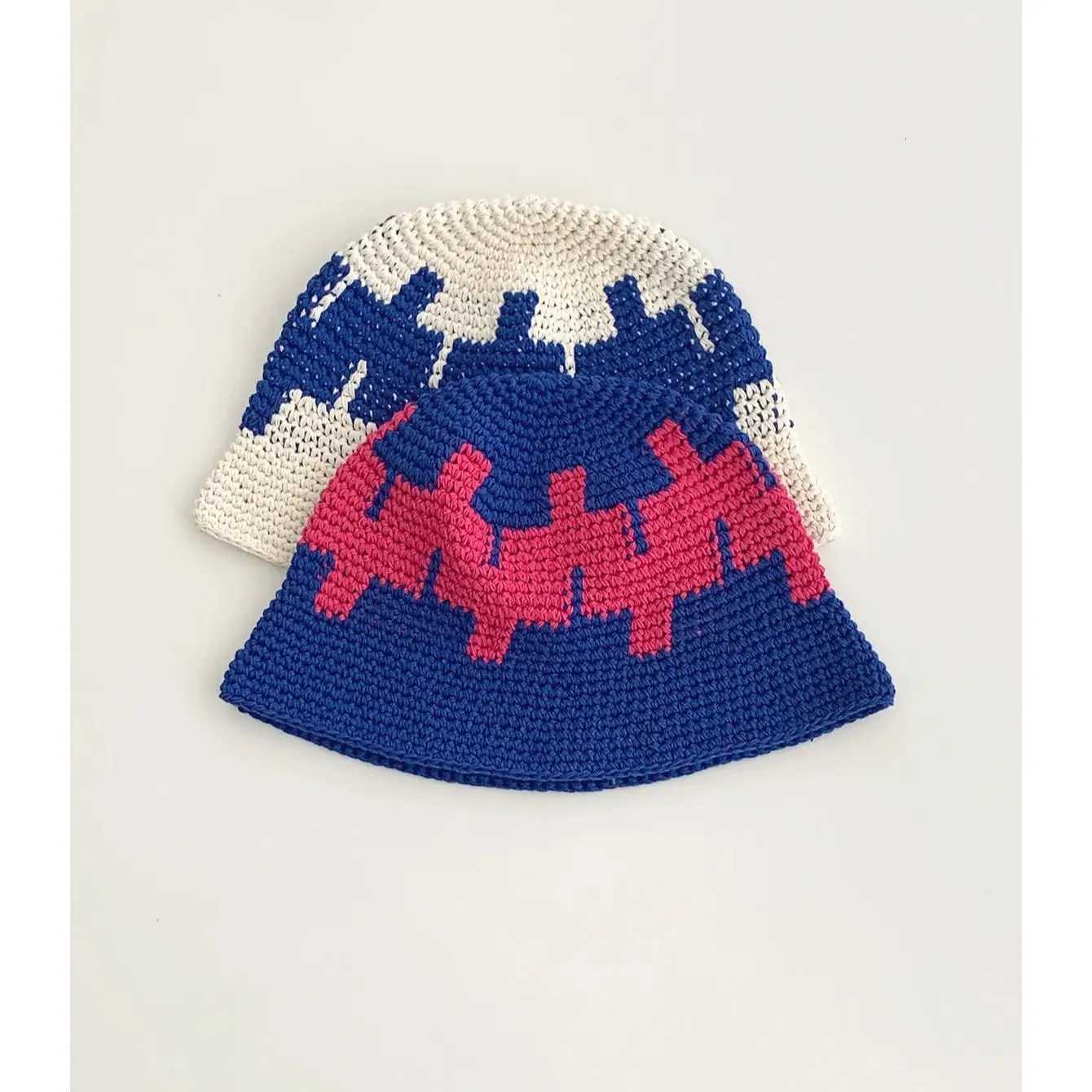 Contrast Color Fashionable Retro Handmade Crocheted Fisherman Hat for Wen New Autumn and Winter Simple Retro Hollow Basin Hat Y250920